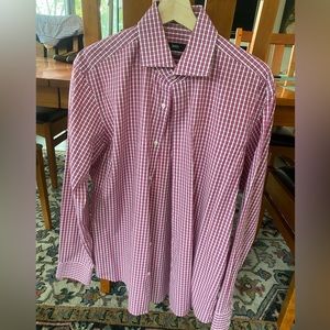 BOSS Hugo boss red/pink checked dress shirt size 41/16